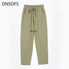 Women's Pants Cotton Trousers Casual Harem Pants Solid Loose Ankle Length Pants