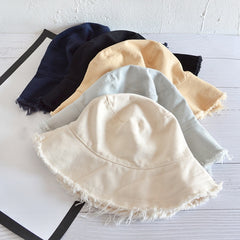 Fashion Casual Ladies Flat tassel Bucket cap Fisherman hat Beach