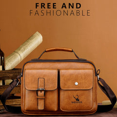 Retro Durable Leather Business Messenger Bag Man Simple Crossbody Bag