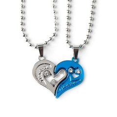 Couple Keychain I Love You Heart Key Rings Crystal Heart Key