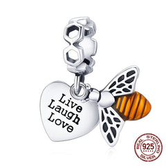 Sterling Silver Heart Vintage Charms Beads Fit Original DIY Bracelets