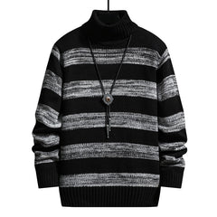Stretwear Casual sweater High-Neck Striped Slim Fit Knittwear