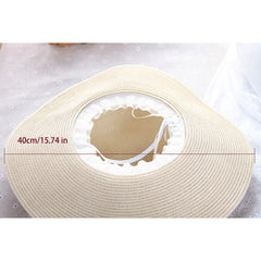 Simple Foldable Wide Brim Floppy Girls Straw Hat Sun Hat Beach