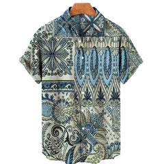Clothing 3D Hawaiian Shirt Men Fashion Cashew Flower Geometric Printed Shirts