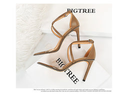 High Heels Metal Rivets Stiletto Transparent Women Pumps Sandals Heels