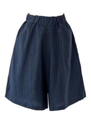 Summer Shorts for Women Cotton Linen Elastic Waist Knee-length Shorts