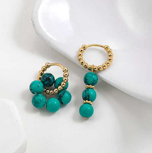 Bohemian Handmade Natural Stone Beads Hoop Earrings