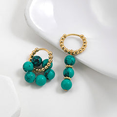 Bohemian Handmade Natural Stone Beads Hoop Earrings