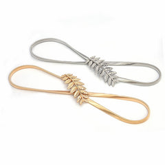 Flower Leaves Metal Buckle Belt for Women Ladies Elastic Waist Chain Belts