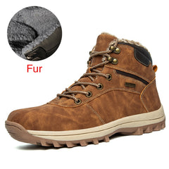 Warm Men Boots Genuine Leather Fur Plus Men Snow Boots