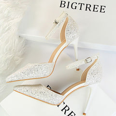High Heels Women Pumps Sparkle Sequins Stiletto Heels 10 Cm Party Shoes