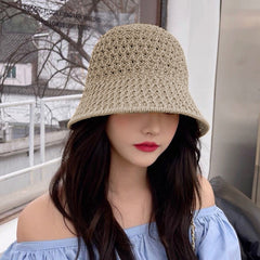 Solid Handmade Crochet Floppy Top Summer Hats