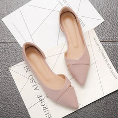 Women Flats Pink Black Pure Color Plus Small Size Pointed Toe Office