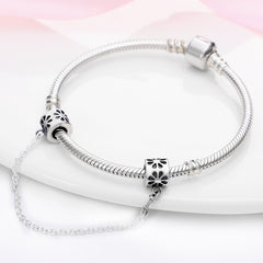 Color Flower Safety Chain Charms Beads Fits Original Bracelet