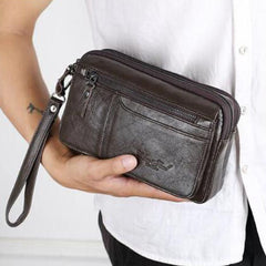 Business Clutch Wallet Real Leather Wrist Money Bags First Layer