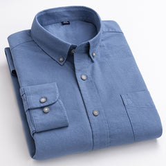 100% Cotton Man Shirt Long Sleeve Button Down Slim Blouse