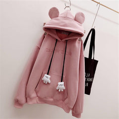 Female Sweatshirt Kawaii Hoodies Cartoon Bear Ears Hoodie Pullover