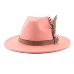 Hat Fedoras Winter Women Hats Men Felt Hat Feather Luxury Fashion Casual