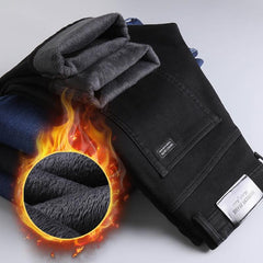 Jeans Brand Warm Flocking Warm Soft Men Activities Warm Fleece