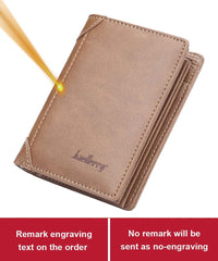 Fashion Men Wallets Name Engraving Zipper Card Holder