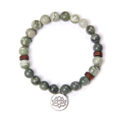 Handmade Natural Stone Lotus Ohm Buddha Beads Bracelet