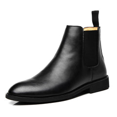 Elegant Chelsea Boots Leather Men Couple Shoes Slip-on Dress Formal Boots