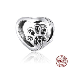 Sterling Silver Heart Vintage Charms Beads Fit Original DIY Bracelets
