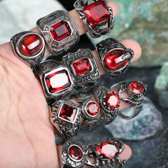 Zircon Stone Men Ring Vintage Titanium Stainless Steel Seal Rings Male Jewelry