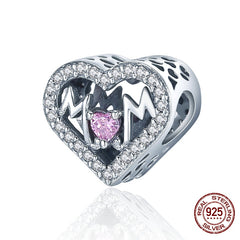 Sterling Silver Heart Vintage Charms Beads Fit Original DIY Bracelets