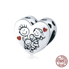 Sterling Silver Heart Vintage Charms Beads Fit Original DIY Bracelets