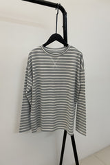 Loose Long Sleeve Striped Tee Shirt Women