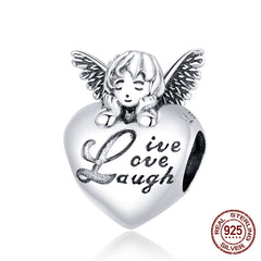 Sterling Silver Heart Vintage Charms Beads Fit Original DIY Bracelets