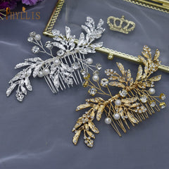Alloy Leaves Golden Bridal Comb Wedding Hair Accessories