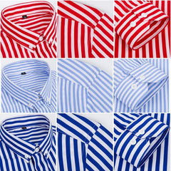 Mens Striped Shirts Long Sleeve Button Down Shirt Business
