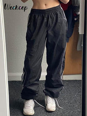 Sweatpants Elastic Low Waist Straight Sports Jogging Capris Fashion Streetwear