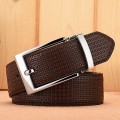 Man Cowskin Leather Belts For Men Jeans Plaid Strap