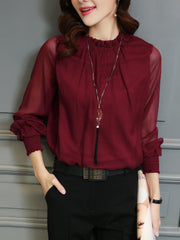 Chiffon Blouse Women Tops Long Sleeve