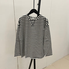 Loose Long Sleeve Striped Tee Shirt Women