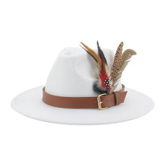 Hat Fedoras Winter Women Hats Men Felt Hat Feather Luxury Fashion Casual