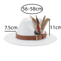 Hat Fedoras Winter Women Hats Men Felt Hat Feather Luxury Fashion Casual