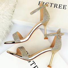 High Heels Women Pumps Sparkle Sequins Stiletto Heels 10 Cm Party Shoes