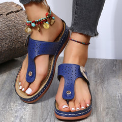 Wedge Sandals Open Toe Sandals Vintage Anti-slip Leather