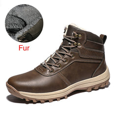 Warm Men Boots Genuine Leather Fur Plus Men Snow Boots