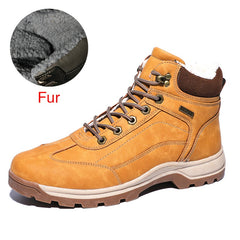 Warm Men Boots Genuine Leather Fur Plus Men Snow Boots