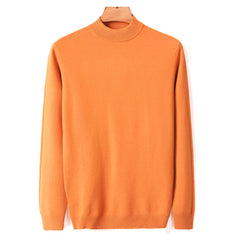 Men Turtleneck Pullover Sweater Fashion Solid Color Thick and Warm