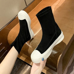 Women Elastic Socks Boots Thick-Soled Stovepipe Boots Fashion F