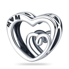 Silver Color Heart Shaped Charms Beads