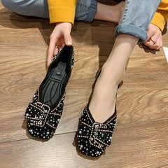Women Flat Shoes Fashion Bling Rhinestone Flat Ballet Bow-knot Slip On
