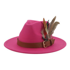 Hat Fedoras Winter Women Hats Men Felt Hat Feather Luxury Fashion Casual