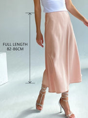 Women High Waisted Skirt Silk Satin Skirts A-Line Elegant Skirts